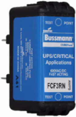 Eaton Bussmann series FCF fuse, 3 A, 60 Hz, 50 Hz, 1 , CF, Black, Non-indicating, Electroless tin plated copper alloy terminal, Blade end,Class CF, 4 min at 200%, 50 kAIC at 600 Vdc,300 kAIC at 600 V, Glass filled PES, 600 V, 600 Vdc