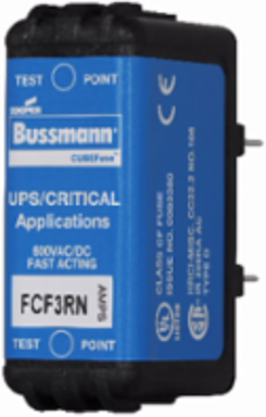 Eaton Bussmann series FCF fuse, 3 A, 60 Hz, 50 Hz, 1 , CF, Black, Non-indicating, Electroless tin plated copper alloy terminal, Blade end,Class CF, 4 min at 200%, 50 kAIC at 600 Vdc,300 kAIC at 600 V, Glass filled PES, 600 V, 600 Vdc