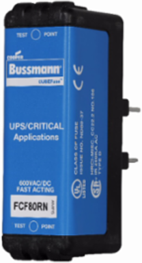 Eaton Bussmann series FCF fuse, 80 A, 60 Hz, 50 Hz, 1 , CF, Black, Non-indicating, Electroless tin plated copper alloy terminal, Blade end,Class CF, 8 min at 200%, 50 kAIC at 600 Vdc,200 kAIC at 600 V, Glass filled PES, 600 V, 600 Vdc