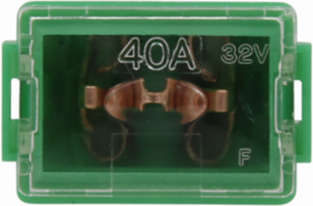 Cartridge Fuse 40A 32 Vdc Female Termination Green Color Code 1.25 Inch Length