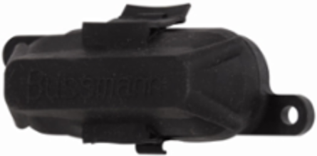 Eaton Bussmann series FMG automotive bolt-in fuse, Nuts and cover installed, Non Indicating, Circuit protector, 5/16-18 studs, Black