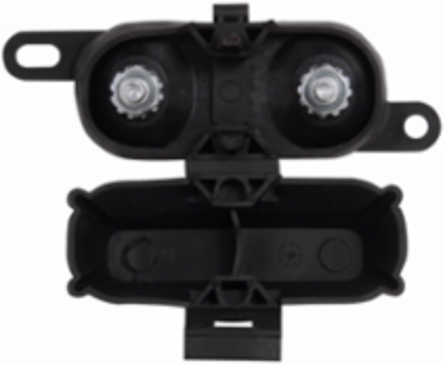 Eaton Bussmann series FMG automotive bolt-in fuse, Nuts and cover installed, Non Indicating, Circuit protector, 5/16-18 studs, Black