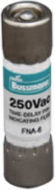 Eaton Bussmann series FNA fuse, Time-delay fuse, Inductive load circuits, electronic circuits, 1 A, Dual, Non-indicating, Ferrule end x ferrule end, 200 kAIC at 250 Vac,10 kAIC at 125 Vac, Silver-plated pin, Standard, 250 V