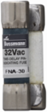 Eaton Bussmann series FNA fuse, Time-delay fuse, Inductive load circuits, electronic circuits, 20 A, Dual, Non-indicating, Ferrule end x ferrule end, 1 kAIC at 32 Vac, Silver-plated pin, Standard, 32 V