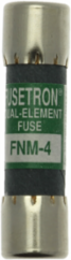 Eaton Bussmann series FNM fuse, Time-delay Midget fuse, 4 A, Dual, Non-indicating, Ferrule end x ferrule end, 10 kAIC at 125 Vac,200 AIC at 250 Vac, Nickel-plated bronze endcap, Standard, 250 V