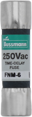 Eaton Bussmann series FNM fuse, Time-delay Midget fuse, 8 A, Dual, Non-indicating, Ferrule end x ferrule end, 10 kAIC at 125 Vac,200 AIC at 250 Vac, Nickel-plated bronze endcap, Standard, 250 V