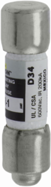 Eaton Bussmann series FNQ-R fuse, 1 A, Class CC, Non-indicating, Ferrule end x ferrule end, 12 sec at 200%, 200 kAIC, Melamine tube, Standard, 600 V