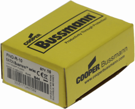 Eaton Bussmann series FNQ-R fuse, 10 A, Class CC, Non-indicating, Ferrule end x ferrule end, 12 sec at 200%, 200 kAIC, Melamine tube, Standard, 600 V