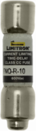 Eaton Bussmann series FNQ-R fuse, 10 A, Class CC, Non-indicating, Ferrule end x ferrule end, 12 sec at 200%, 200 kAIC, Melamine tube, Standard, 600 V