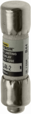 Eaton Bussmann series FNQ-R fuse, 2 A, Class CC, Non-indicating, Ferrule end x ferrule end, 12 sec at 200%, 200 kAIC, Melamine tube, Standard, 600 V