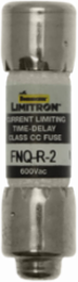 Eaton Bussmann series FNQ-R fuse, 2 A, Class CC, Non-indicating, Ferrule end x ferrule end, 12 sec at 200%, 200 kAIC, Melamine tube, Standard, 600 V