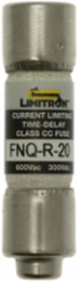 Current-Limiting Time-Delay Fuse, 20 A, Ferrule End, 12 sec Response Time, 600 Vac