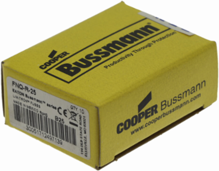 Eaton Bussmann series FNQ-R fuse, 25 A, Class CC, Non-indicating, Ferrule end x ferrule end, 12 sec at 200%, 200 kAIC, Melamine tube, Standard, 600 V