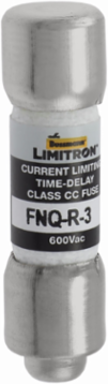 Eaton Bussmann series FNQ-R fuse, 3 A, Class CC, Non-indicating, Ferrule end x ferrule end, 12 sec at 200%, 200 kAIC, Melamine tube, Standard, 600 V