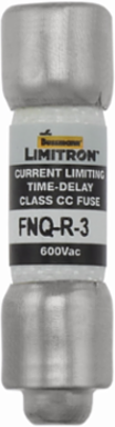 Eaton Bussmann series FNQ-R fuse, 3 A, Class CC, Non-indicating, Ferrule end x ferrule end, 12 sec at 200%, 200 kAIC, Melamine tube, Standard, 600 V