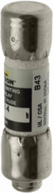 Class CC Time-Delay Fuse, 4 A, 600 V, Ferrule x Ferrule, 200 kAIC, 1.5 Inch