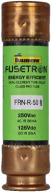 Dual Class RK5 Fuse 50 A, 3 Inch, Ferrule End, 250 Vac/125 Vdc, Non-Indicating