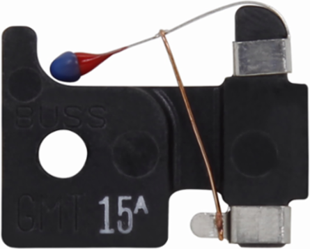 Eaton Bussmann series GMT telecommunication fuse, Color code yellow/green, 125 Vac, 60 Vdc, 12A, Non Indicating, Fast-acting, Tin-plated beryllium copper terminal