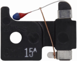 Eaton Bussmann series GMT telecommunication fuse, Color code yellow/green, 125 Vac, 60 Vdc, 12A, Non Indicating, Fast-acting, Tin-plated beryllium copper terminal