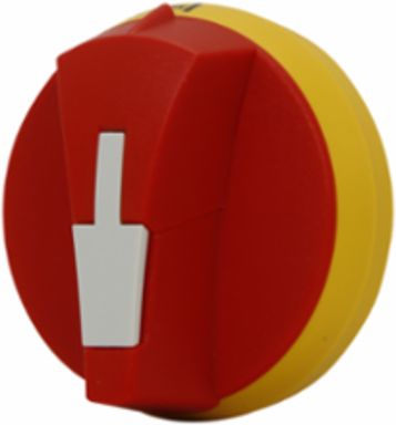 Front-Operated Pistol Handle 2.78 Inch Length, 30A-100A Rating, Red/Yellow