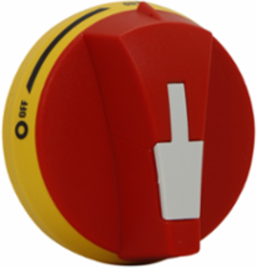 Front-Operated Pistol Handle 2.78 Inch Length, 30A-100A Rating, Red/Yellow