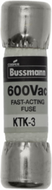 LIMITRON Fast-acting Fuse 3 A, 100 kAIC at 600 V, Ferrule end x ferrule end