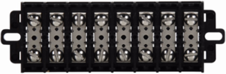 Panel Mount Terminal Block Connector, 12-Pole, 600V, 60A, Black, Nickel-Plated Brass