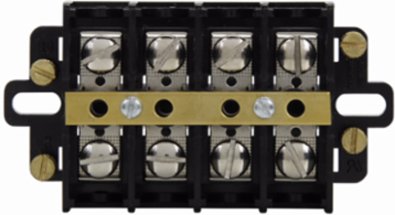 Panel Mount Terminal Block Connector, 600V, 60A, Two-Pole, Black, 3.75 Inch Length