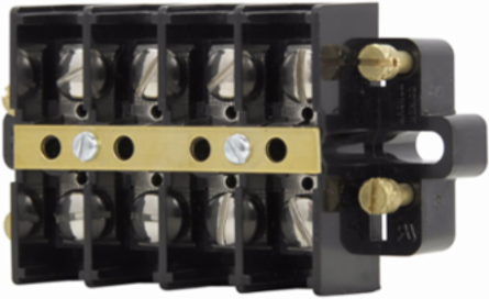 Eight-Pole Panel Mount Terminal Block Connector, 600V, 60A, 3.75 Inch Length, Black
