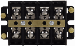 Panel Mount Terminal Block Connector, 4-Pole, 600V, 60A, Nickel-Plated Brass
