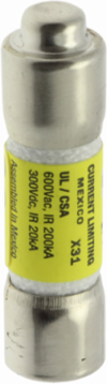 Current-Limiting Time-Delay Fuse 1 A, Ferrule x Ferrule, 200 kAIC at 600 V, 12 sec
