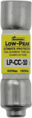 Current-Limiting Time-Delay Fuse, 10 A, Dual, Ferrule End x Ferrule End, 200 kAIC at 600 V