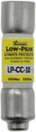 Current-Limiting Time-Delay Fuse, 10 A, Dual, Ferrule End x Ferrule End, 200 kAIC at 600 V