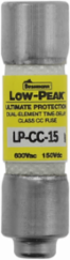 Current-limiting Time-Delay Fuse, 15 A, Dual, 1.5 Inch, Melamine Tube, Rejection Style