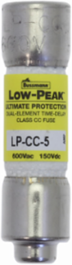 600 Vac/150 Vdc Current-Limiting Time Delay Fuse, 5A, Rejection Style, 200 kAIC