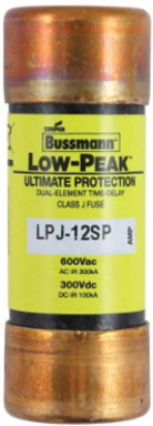 Low-Peak Fuse 12 A, Dual Class J, Time Delay, 300 kAIC at 600 V