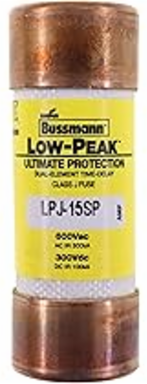 Low-Peak Fuse Class J 15 A Dual Ferrule End 600 Vac 300 Vdc