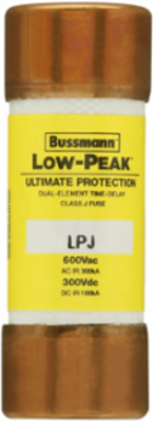 Low Peak Fuse, 2-1/2 Amp, 600 Vac, 0.81 Inch Diameter, Class J