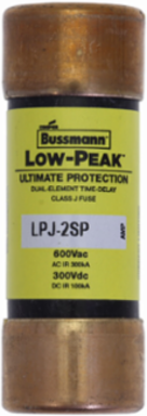 Low-Peak Fuse 2 A Dual Class J Time Delay 100 kAIC 600 V 2.25 Inch x 0.81 Inch
