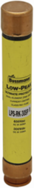 Eaton Bussmann series LPS-RK fuse, 600 Vac, 300 Vdc, 12A, 300 kAIC at 600 Vac, 100 kAIC at 300 Vdc, Non Indicating, Current-limiting, time delay, Ferrule end X ferrule end, Class RK1