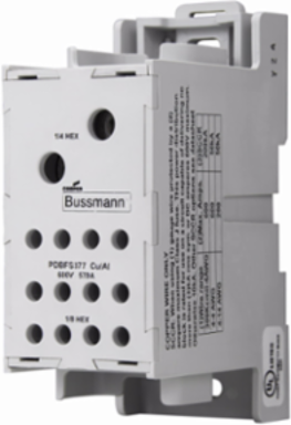 Power Distribution Block, 600 Vac/Vdc, 570A, IP-20 Finger-safe, DIN Rail, 4.6 Inch Length