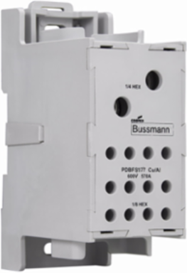 Power Distribution Block, 600 Vac/Vdc, 570A, IP-20 Finger-safe, DIN Rail, 4.6 Inch Length