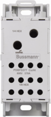 Power Distribution Block, 600 Vac/Vdc, 570A, IP-20 Finger-safe, DIN Rail, 4.6 Inch Length