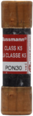 One-Time Fuse 250V 25A 10 kAIC Ferrule End x Ferrule End