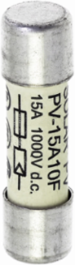 Photovoltaic Fuse 15A, 1000 Vdc, 50 kAIC, Ferrule End, Ceramic Body