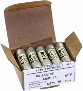 Photovoltaic Fuse 15A, 1000 Vdc, 50 kAIC, Ferrule End, Ceramic Body