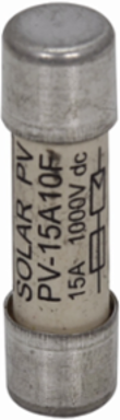 Photovoltaic Fuse 15A, 1000 Vdc, 50 kAIC, Ferrule End, Ceramic Body