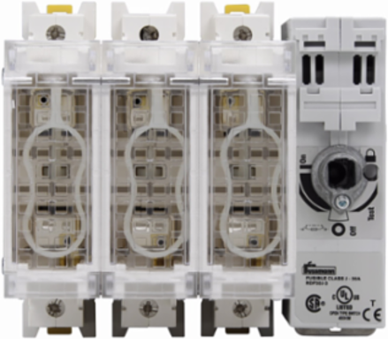 Fused Rotary Disconnect Switch 30A 600 Vac, 250 Vdc, 5.71 Inch x 4.14 Inch x 5.36 Inch