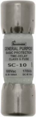 Class G Current-Limiting Time-Delay Fuse, 10 A, 600 Vac, Ferrule End Connection