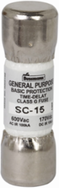 Current-Limiting Time-Delay Fuse 15 A Class G Non-Indicating Ferrule End 600 Vac